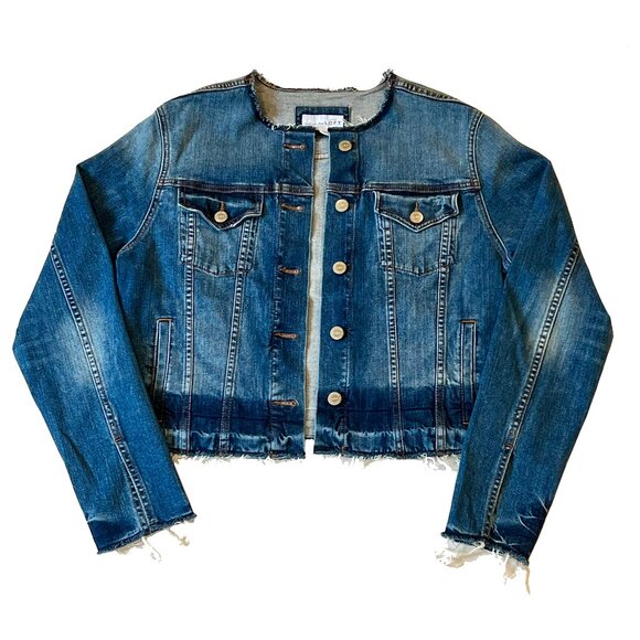 LOFT Jackets & Blazers - Ann Taylor Loft Medium Women's Distressed Cropped Jean Jacket